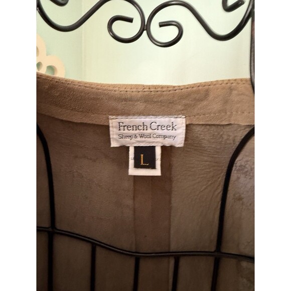 FRENCH CREEK L Womens Tan Jacket Suede Shearling Leather Jacket Coat - Picture 7 of 7